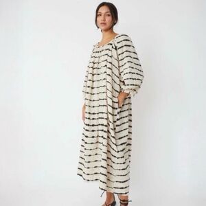 Matta Cream Maxi Dress with Black Stripe Print
